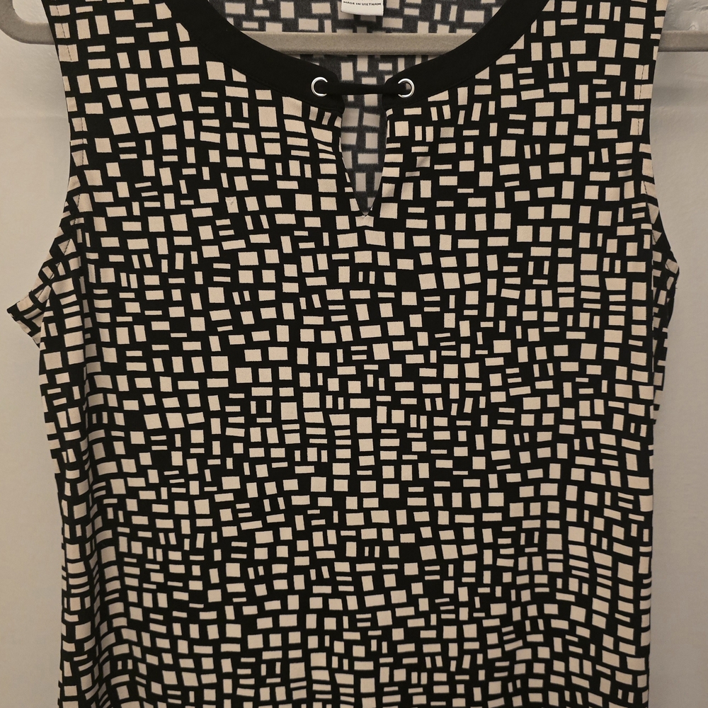 Carmen Marc Valvo Black and White Checkered Tank Top